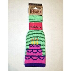 Freaker USA Knit Bottle Insulator NWT Sweater Birthday Cake Cozy Stretch Koozie